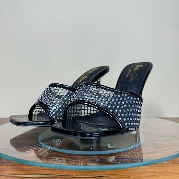 Chase and Chloe Ariane Rhinestone Mesh Sandal - black - 7 - Picture 3 of 15